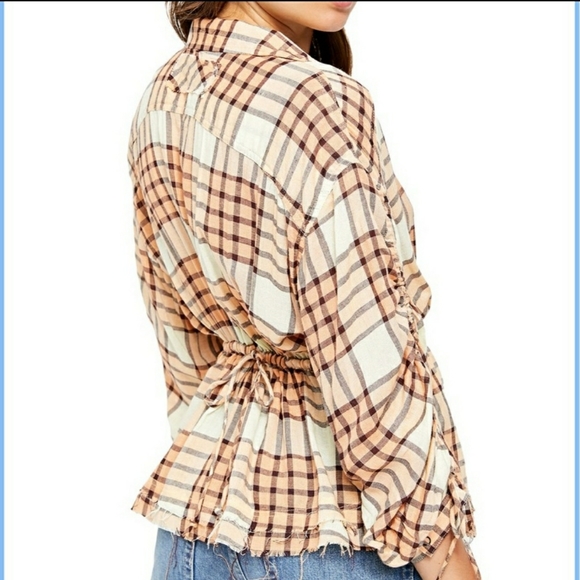 Free People Pacific Dawn Plaid Top - Picture 3 of 5